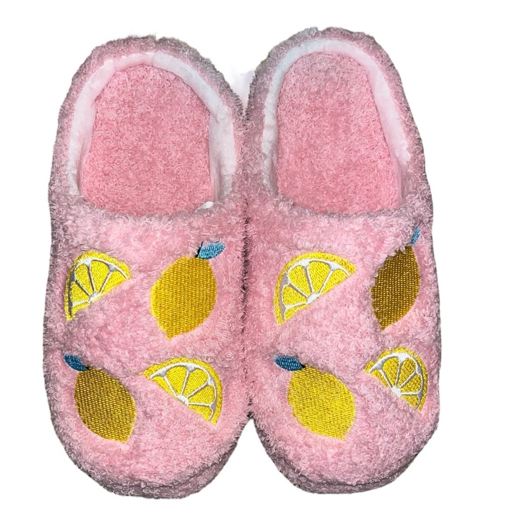 F013: [5 5.5 6] Pink with Lemons - Slippers